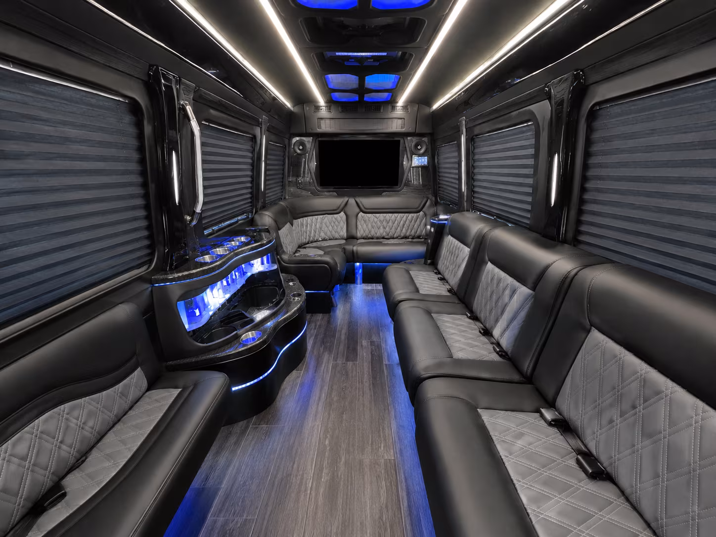 league city 40 passenger party bus inside