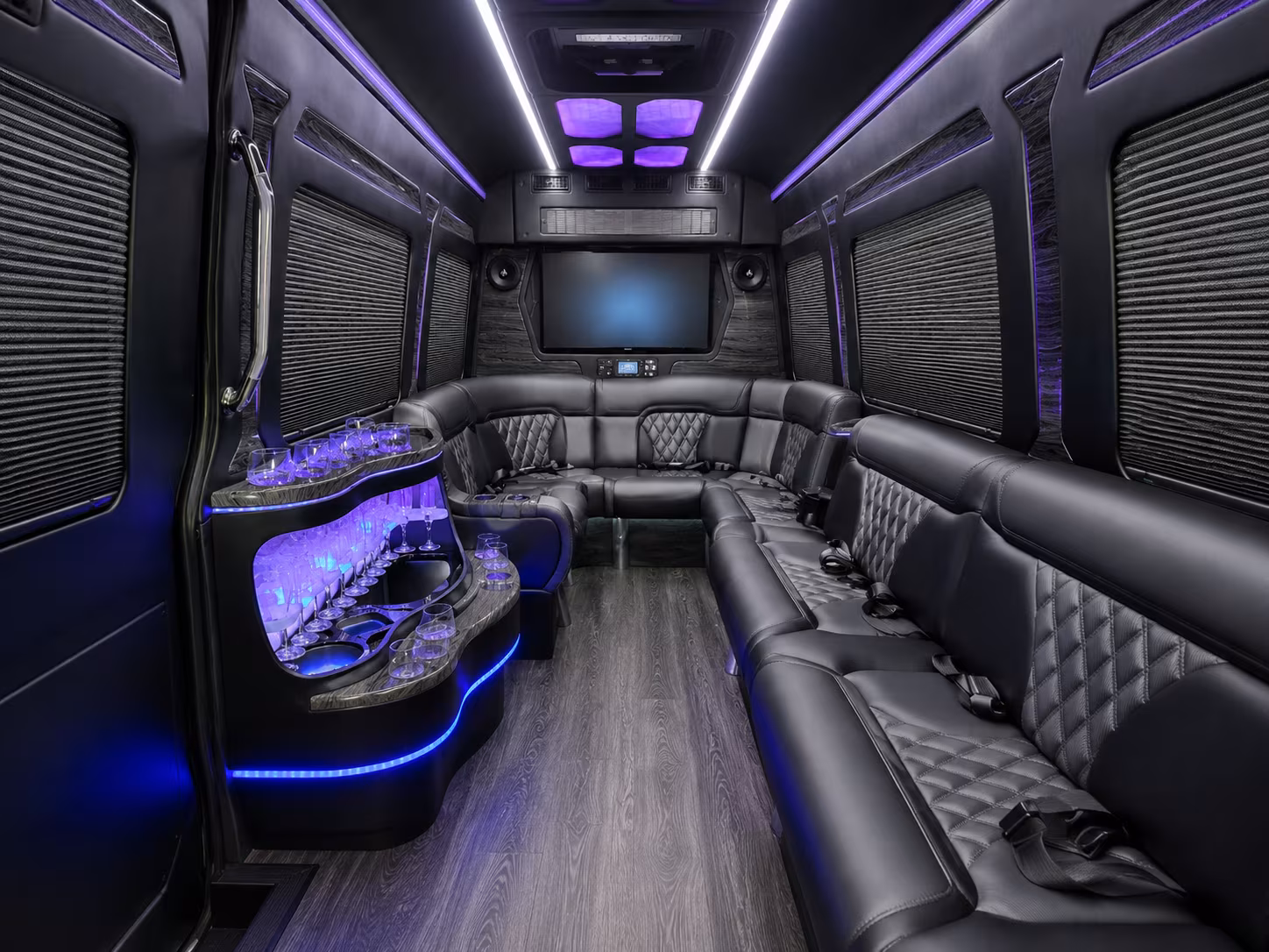 league city 40 passenger party bus interior